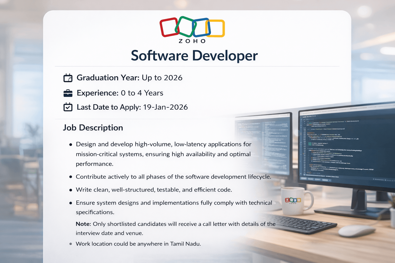 Software Developer at Zoho Corp – 2026 Ultimate High-Paying Career Opportunity